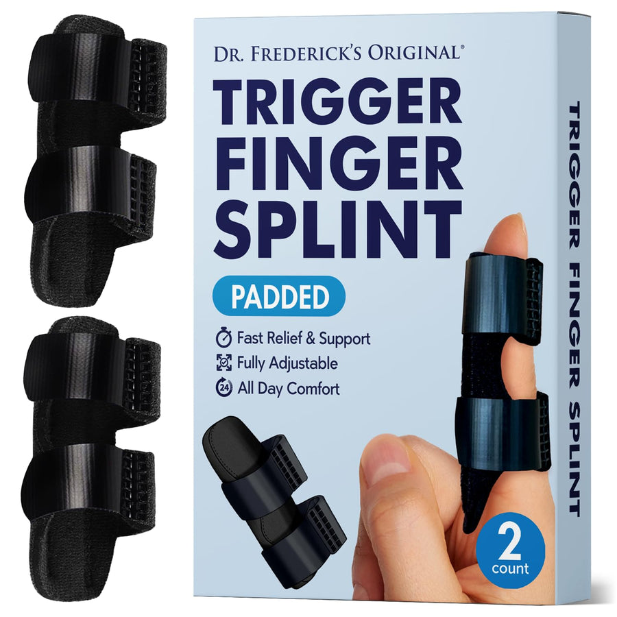 Trigger Finger Splint - 2ct - Mallet Finger Splint - Finger Brace for Arthritis, Injury, Sprain - Fits Index, Middle, & Ring Finger Pain