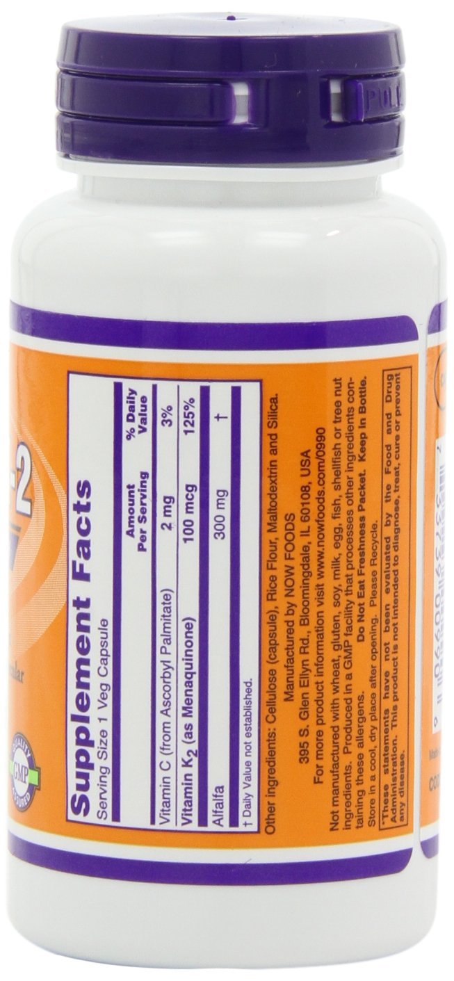 Vitamin K-2,100mcg, 100 caps (Pack of 2)