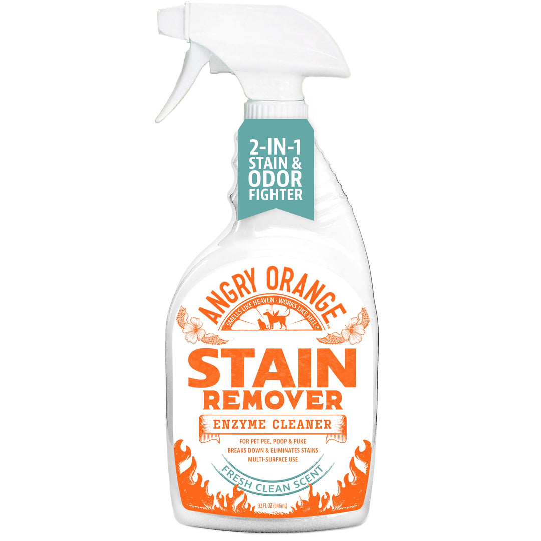 Angry Orange Pet Stain Remover for Cat Urine and Stains - Enzyme Cleaner - Fresh Scent - 32 oz