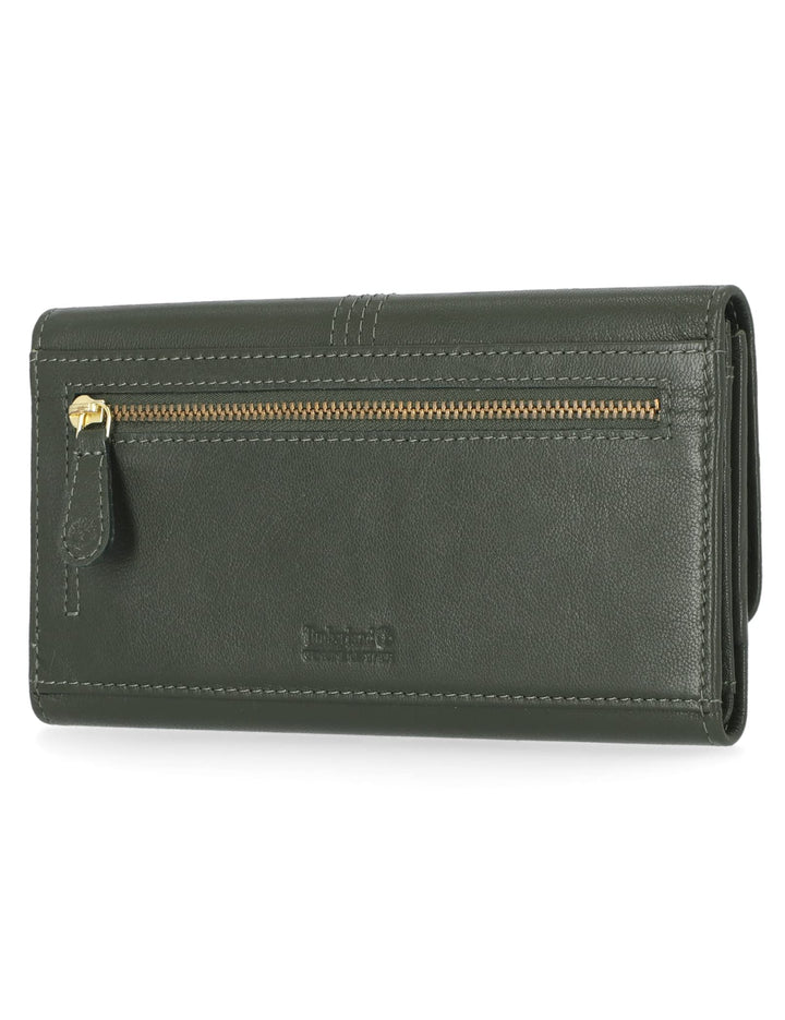 Leather RFID Flap Wallet Clutch Organizer, Grape Leaf