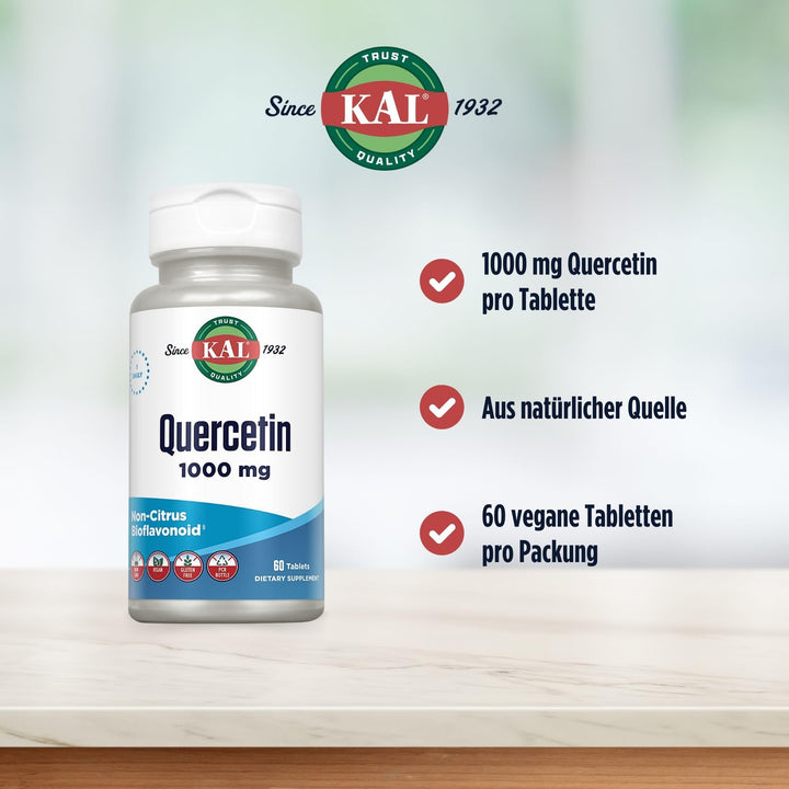 Quercetin 1000mg Immune Support Supplement, Bioflavonoids for Immune Defense and Overall Health Support, Vegan, Gluten Free, Non-GMO, 60-Day Guarantee, 60 Servings, 60 Tablets