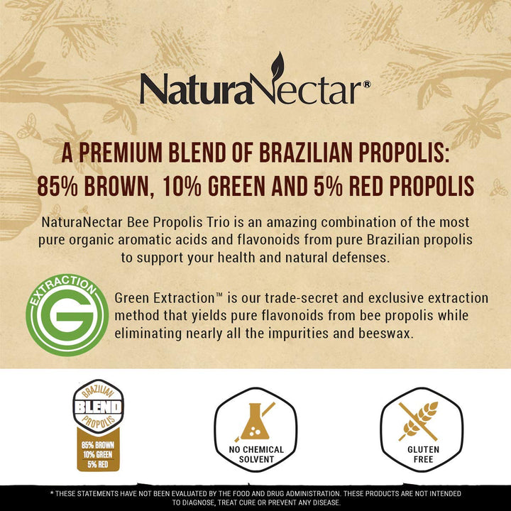 - Bee Propolis Trio Capsules, NSF Certified Premium Brazilian Propolis - Gluten-Free Supplements with More Diverse Flavonoids & PWE - Naturally Sourced Through Ethical Beekeeping (60pcs.)