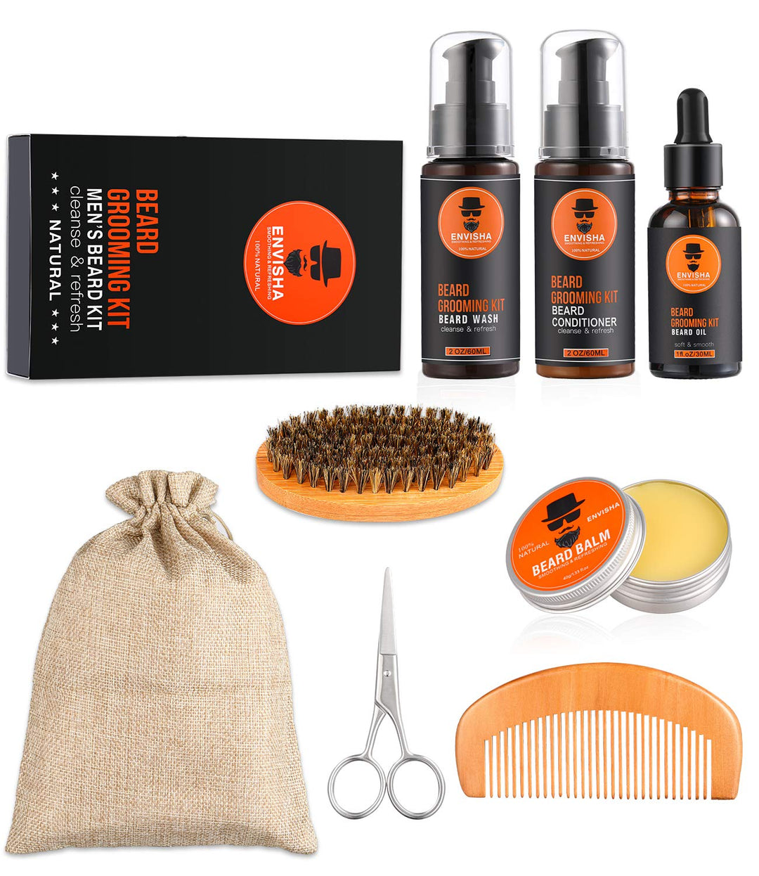 Beard Kit, Beard Grooming Kit for Men Gifts, Natural Organic Beard Oil, Beard Balm,Beard Comb