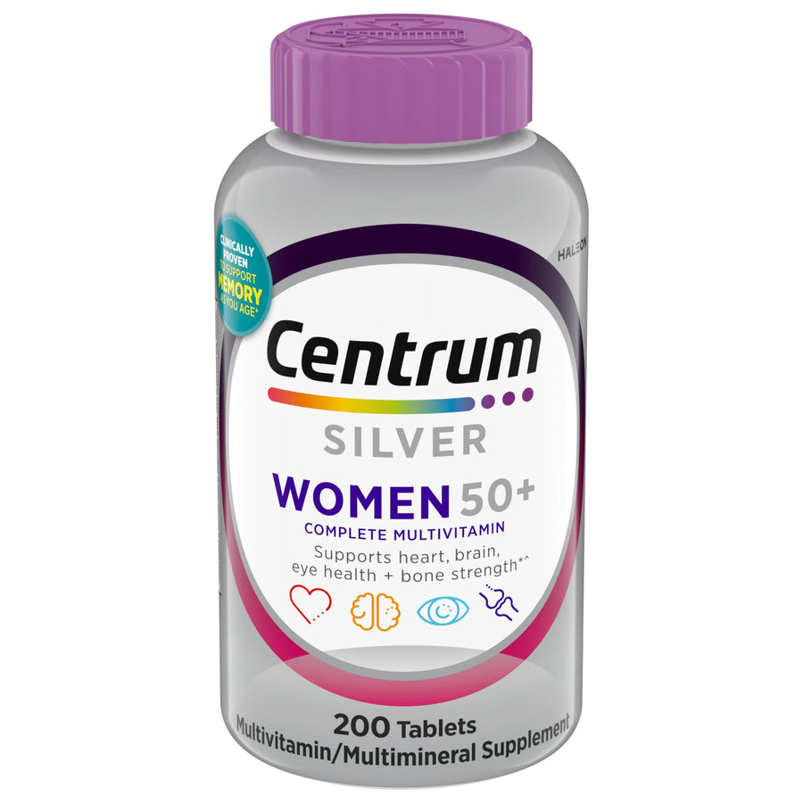 Silver Women's Multivitamin for Women 50 Plus, Multivitamin/Multimineral Supplement with Vitamin D3, B Vitamins, Non-GMO Ingredients, Supports Memory and Cognition in Older Adults - 200 Ct