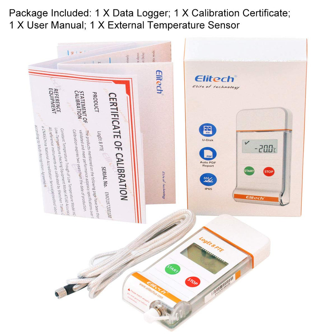 Digital Temperature Data Logger Reusable Monitor Recorder Pharmacy Refrigerator Thermometer Vaccine Fridge, LogEt 8 PTE