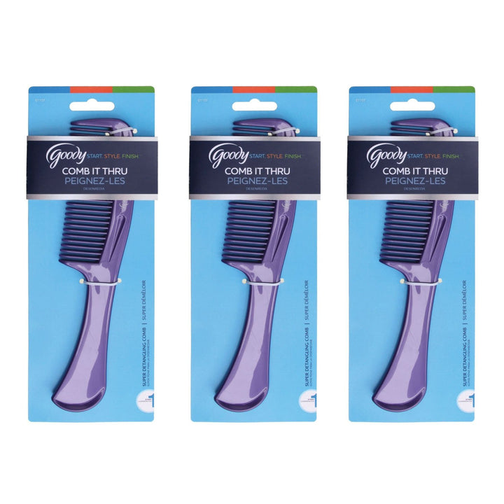 Goody Styling Essentials Super Hair Comb, Assorted Color, Pack of 3 - (Package May Vary)