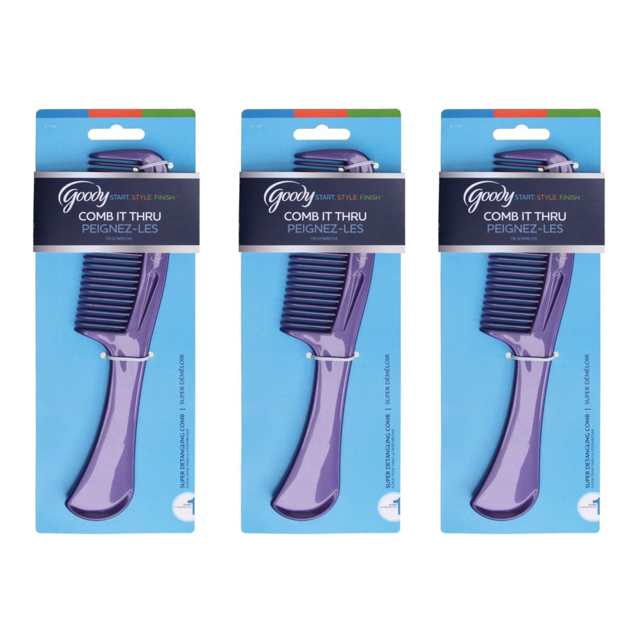 Goody Styling Essentials Super Hair Comb, Assorted Color, Pack of 3 - (Package May Vary)