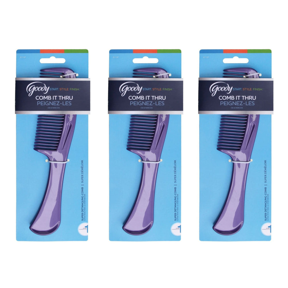 Goody Styling Essentials Super Hair Comb, Assorted Color, Pack of 3 - (Package May Vary)