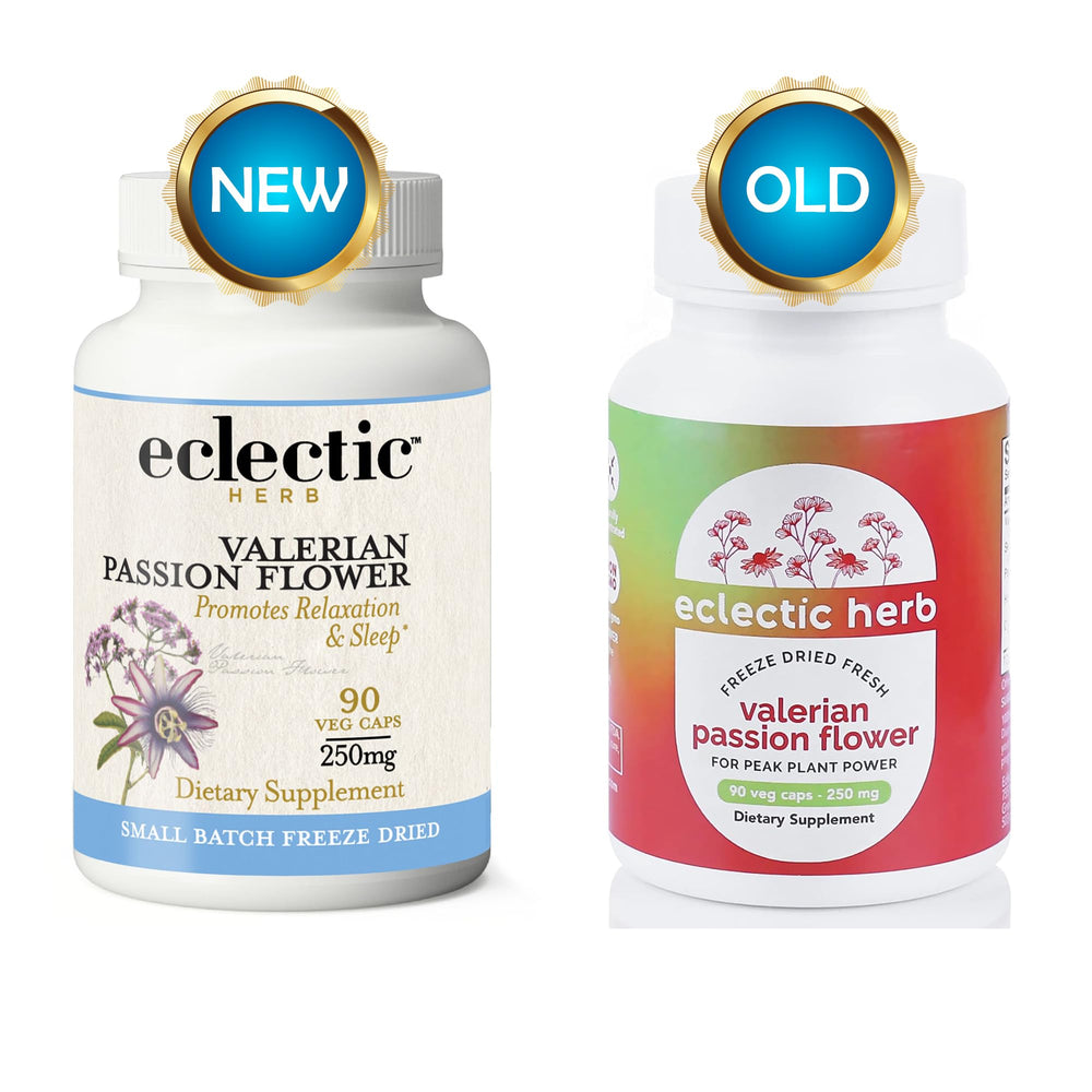 Eclectic Institute Raw Fresh Freeze-Dried, Valerian Passion Flower, 250 mg, 90 Non-GMO Veggie Caps
