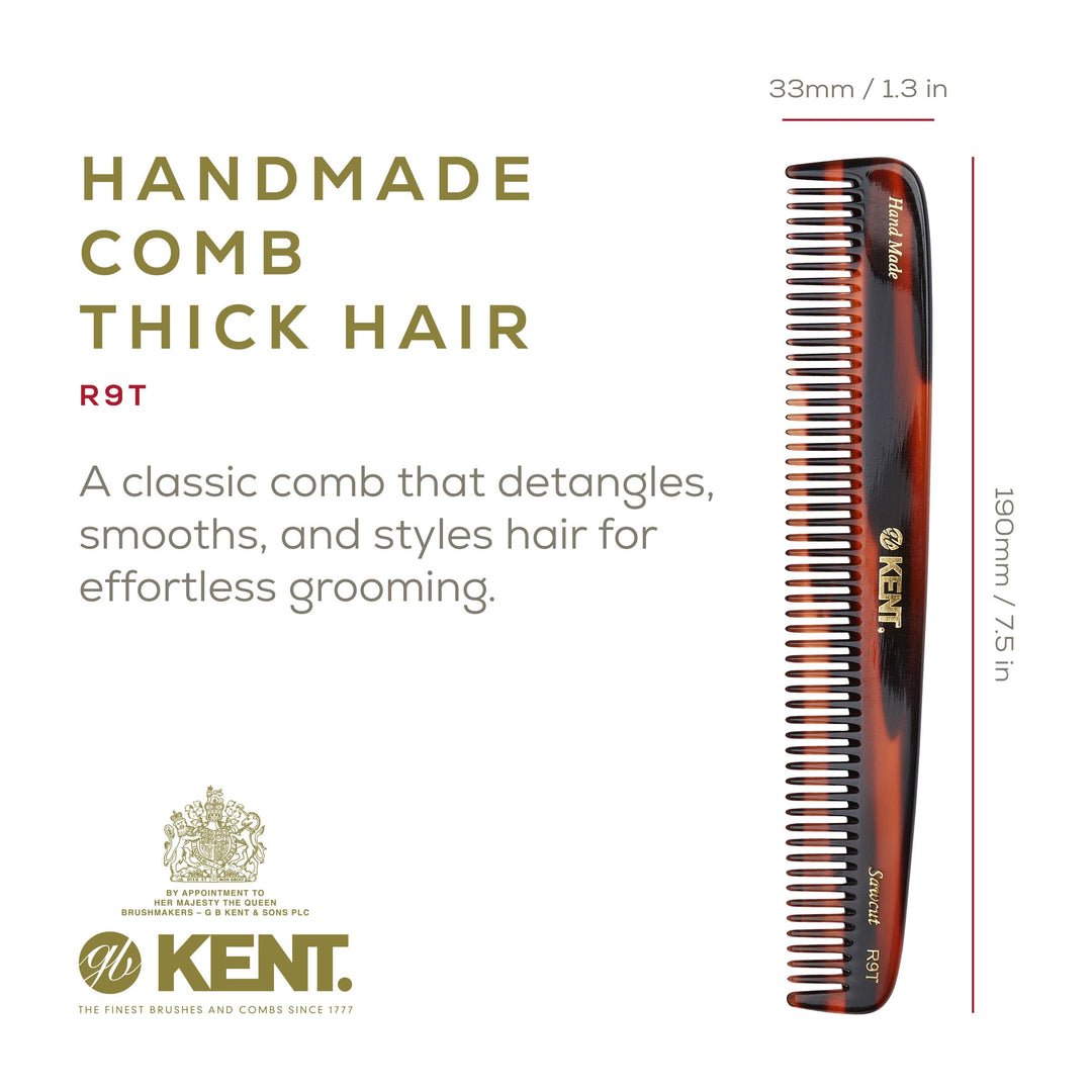 Kent Authentic Handmade Wide toothed Large Dressing Table Comb, Dark Brown