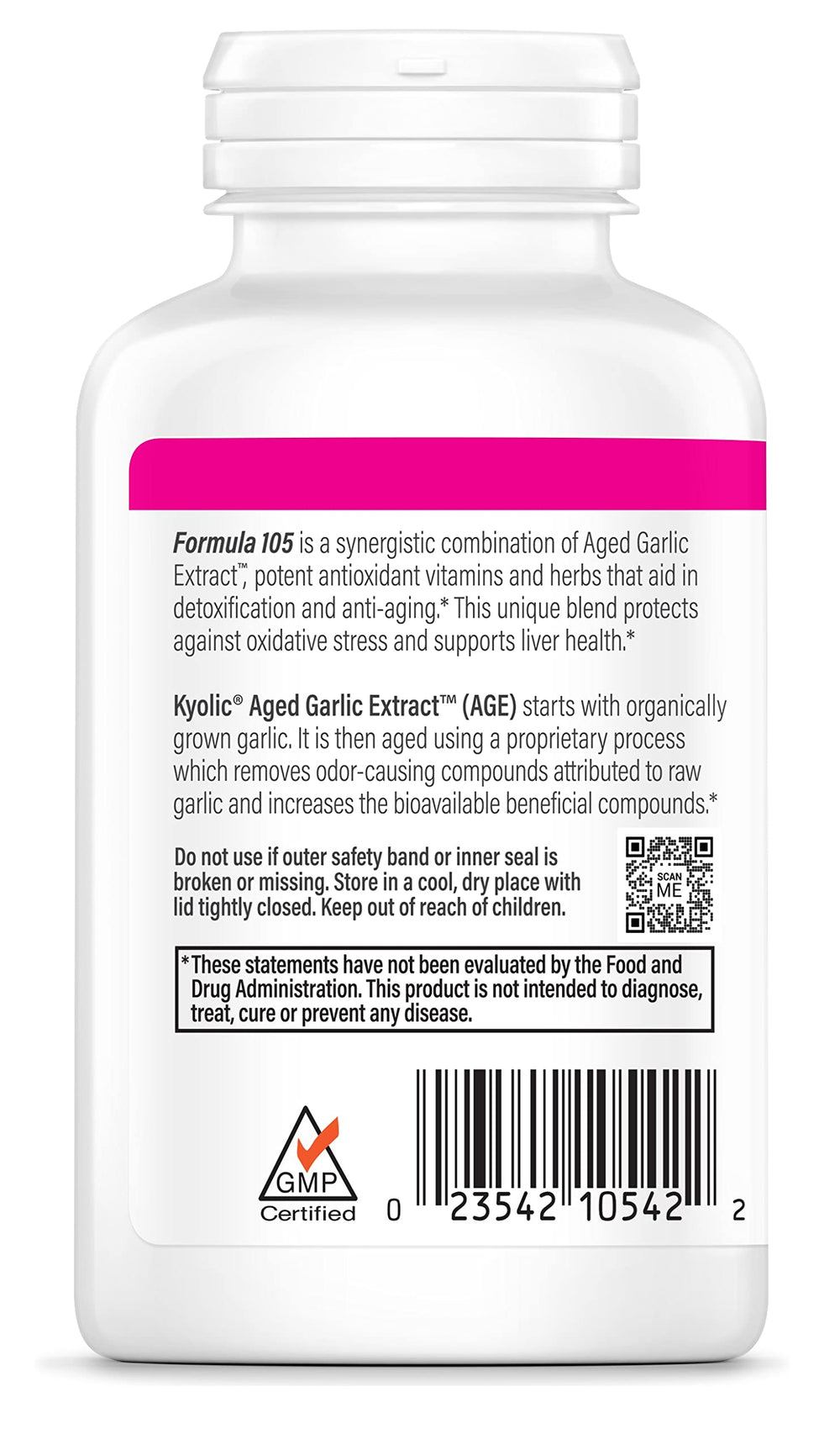 Aged Garlic Extract Formula 105, Detox & Anti-Aging, 200 Capsules (Packaging May Vary)