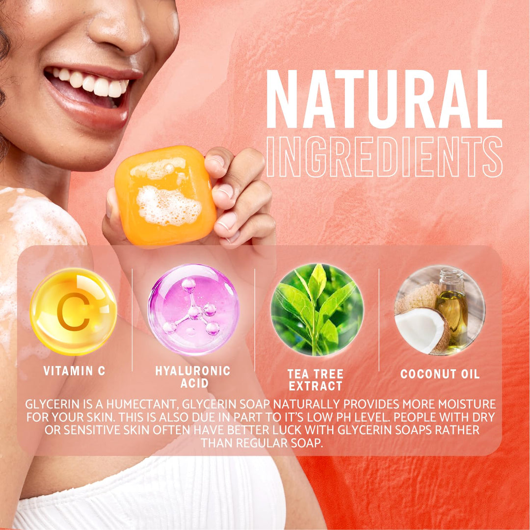 Pure Kojic Acid Skin Brightening Soap | Glycerin Soap Bar for Exfoliating Face with Tea Tree, Coconut Oil | Sun Damage Skin with Hyaluronic Acid, Vitamin C, Vegan, 2.82 oz (Pack of 2)