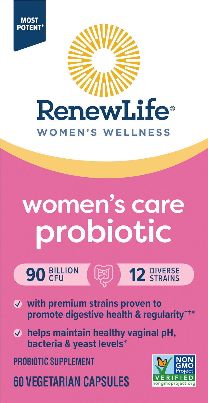 Women's Probiotic Capsules, Supports pH Balance for Women, Vaginal, Urinary, Digestive and Immune Health, L. Rhamnosus GG, Dairy, Soy and Gluten-Free, 90 Billion CFU - 60 Ct
