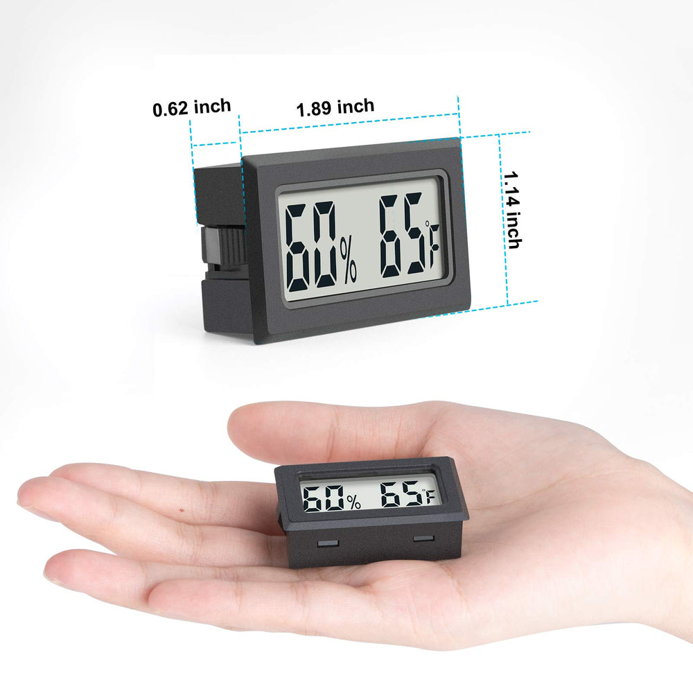 Reptile Thermometer 4-Pack Mini Digital Humidity Temperature Meters Gauge Indoor Hygrometer Thermometer wiht for Humidors Greenhouse Garden Cellar Closet Guitar Case