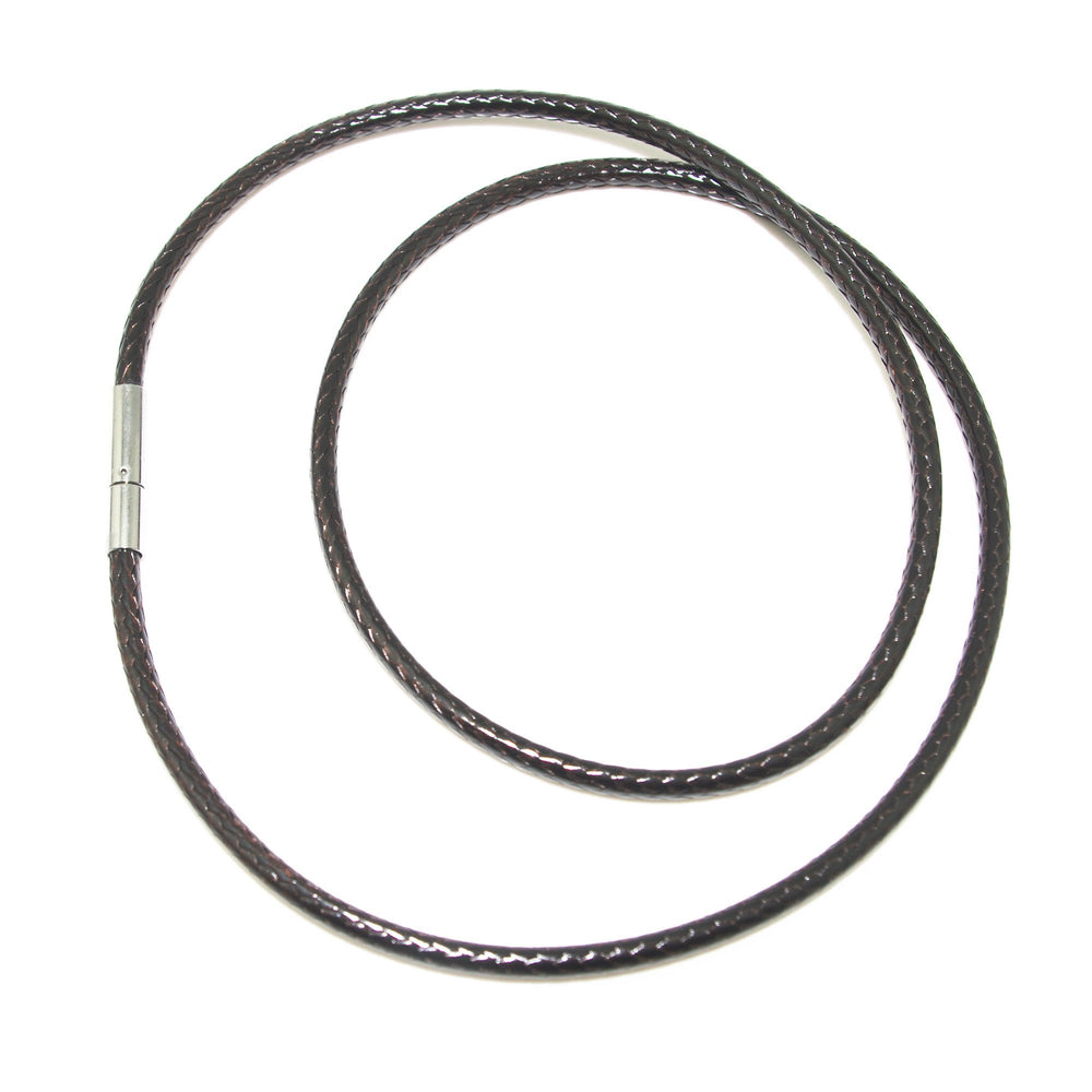 Leather Cord Chain Silk rope Stainless Steel Rice Clasps Necklace Rope Chain for Jewelry Making (1.0mm, 20 Inch Dark Brown)