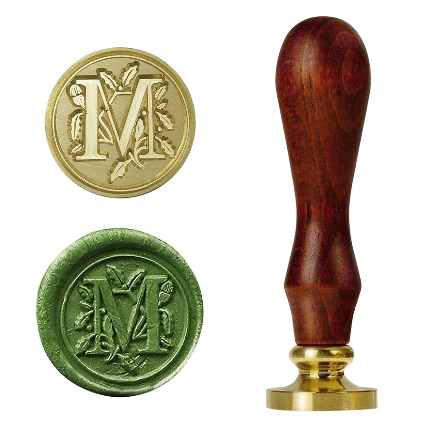 Letter M Wax Seal Stamp,Vintage Retro Wax Sealing Stamp, Classic Brass Head Wooden Handle Alphabet Letter Initial Wax Seal Stamp(M)
