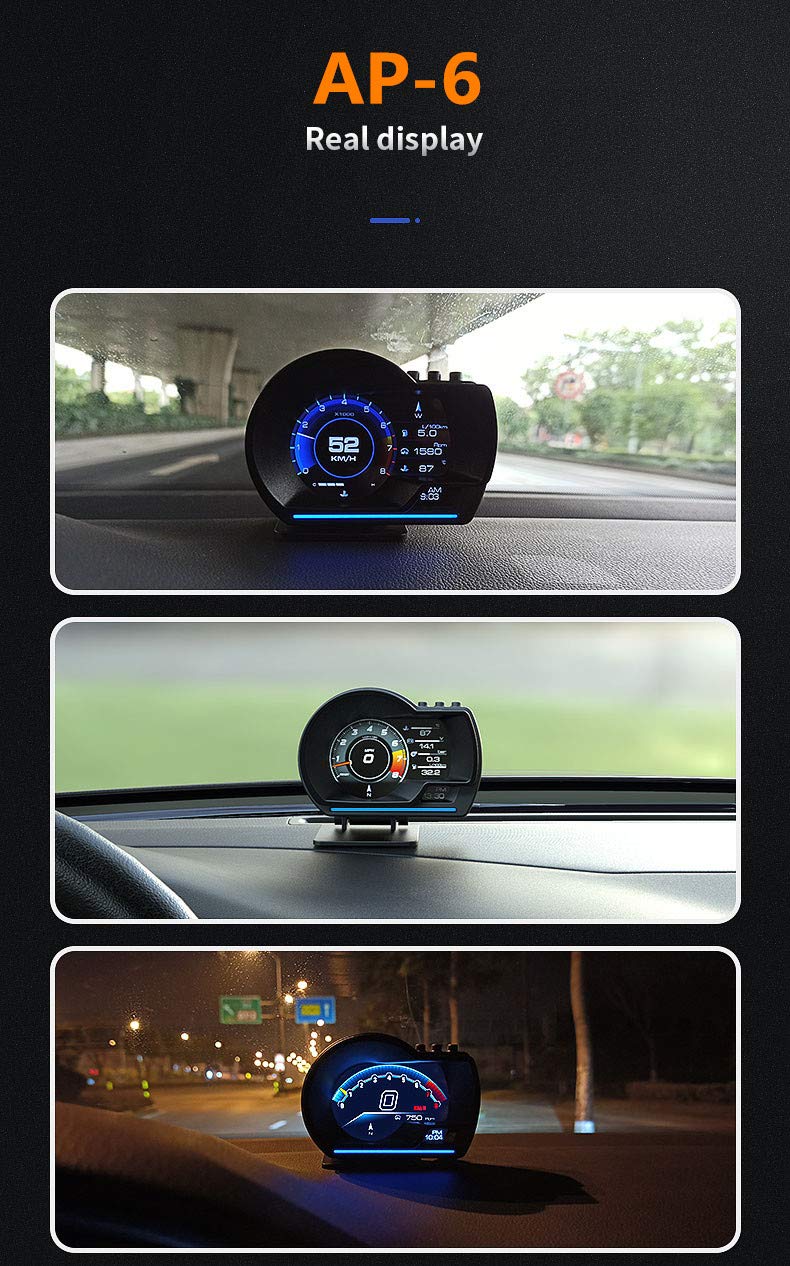 Heads Up Display, Heads Up Display for Car HUD Display OBD2 GPS Dual System for All Cars, Shows Speed RPM Voltage Alarm etc.