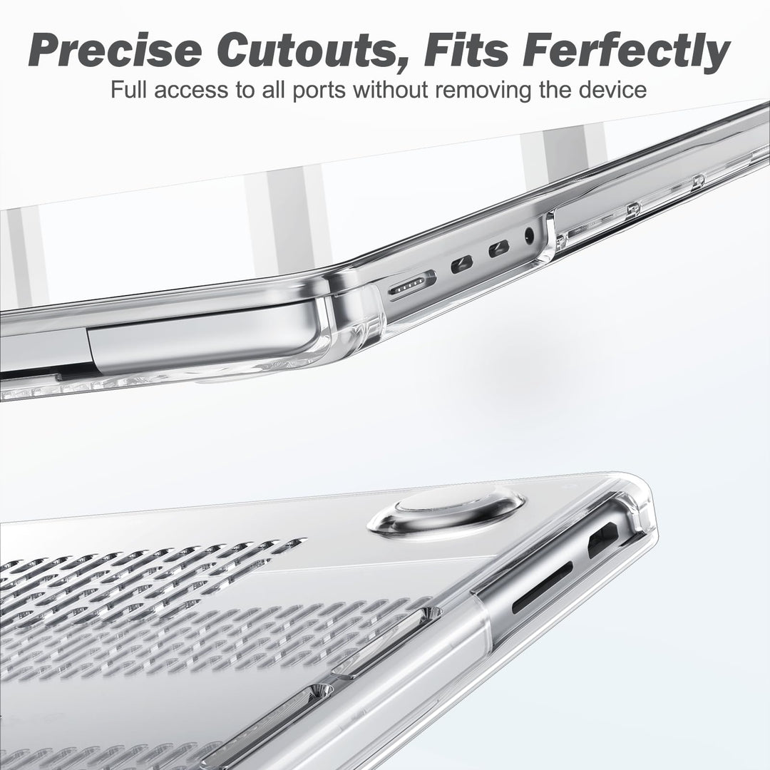 Compatible with MacBook Pro 14 inch Case 2024 2023 2022 2021 M4 A3112 A3185 A3401 M3 A2918 A2992 M2 A2779 M1 A2442, Plastic Hard Shell Case + Keyboard Cover + Screen Protector, Transparent