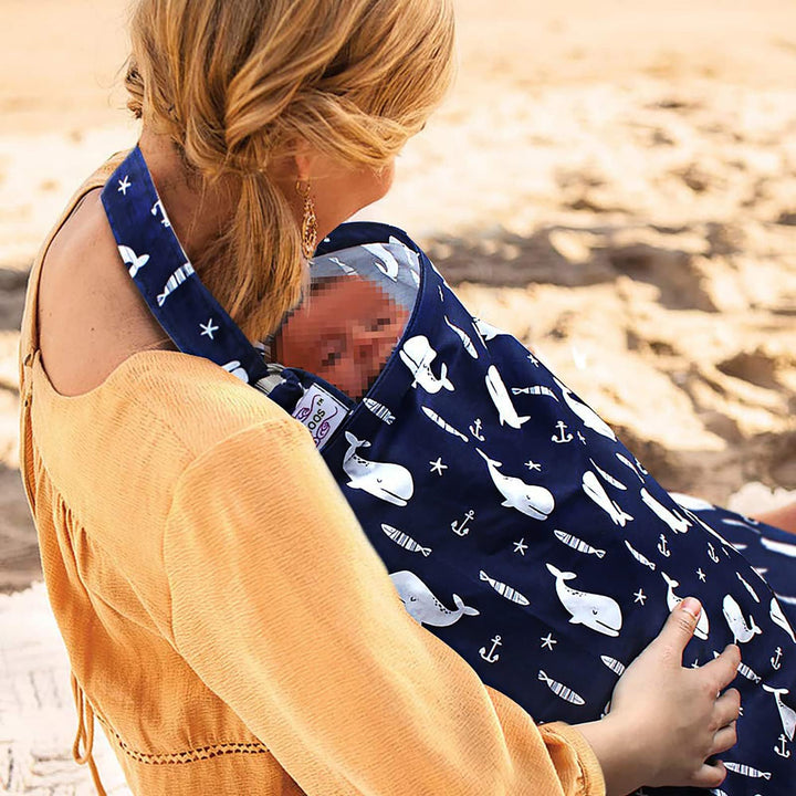 Nursing Cover for Mom Breastfeeding, Baby Privacy Nursing Covers Up Breathable Cotton with Ajustable Hoop for Mother(Blue)