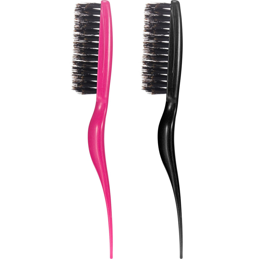 2 Pieces Boar Bristle Brush Salon Comb Hair Teasing Fuchsia And Black