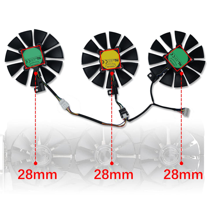 87MM FDC10U12S9-C FDC10H12S9-C T129215SU Video Card Fan Replacement for ASUS GTX 980 Ti R9 390X 390 GTX 1060 1070 1080 Ti RX 480 RX480 Graphics Card Cooling Fan (Fan-ABC)
