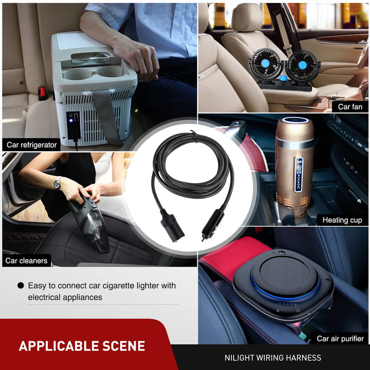 NI-WA-01C Cigarette Lighter Extension Cord Cable Heavy Duty 14ft 12V/24V Car Charger with Cigarette Lighter Socket