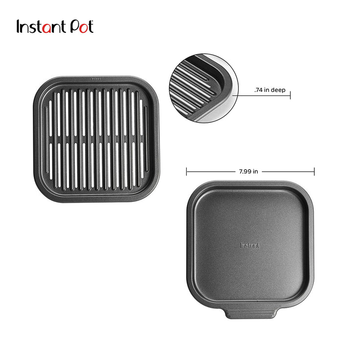 Vortex Official Nonstick Grill Pan, 2-Piece, Gray