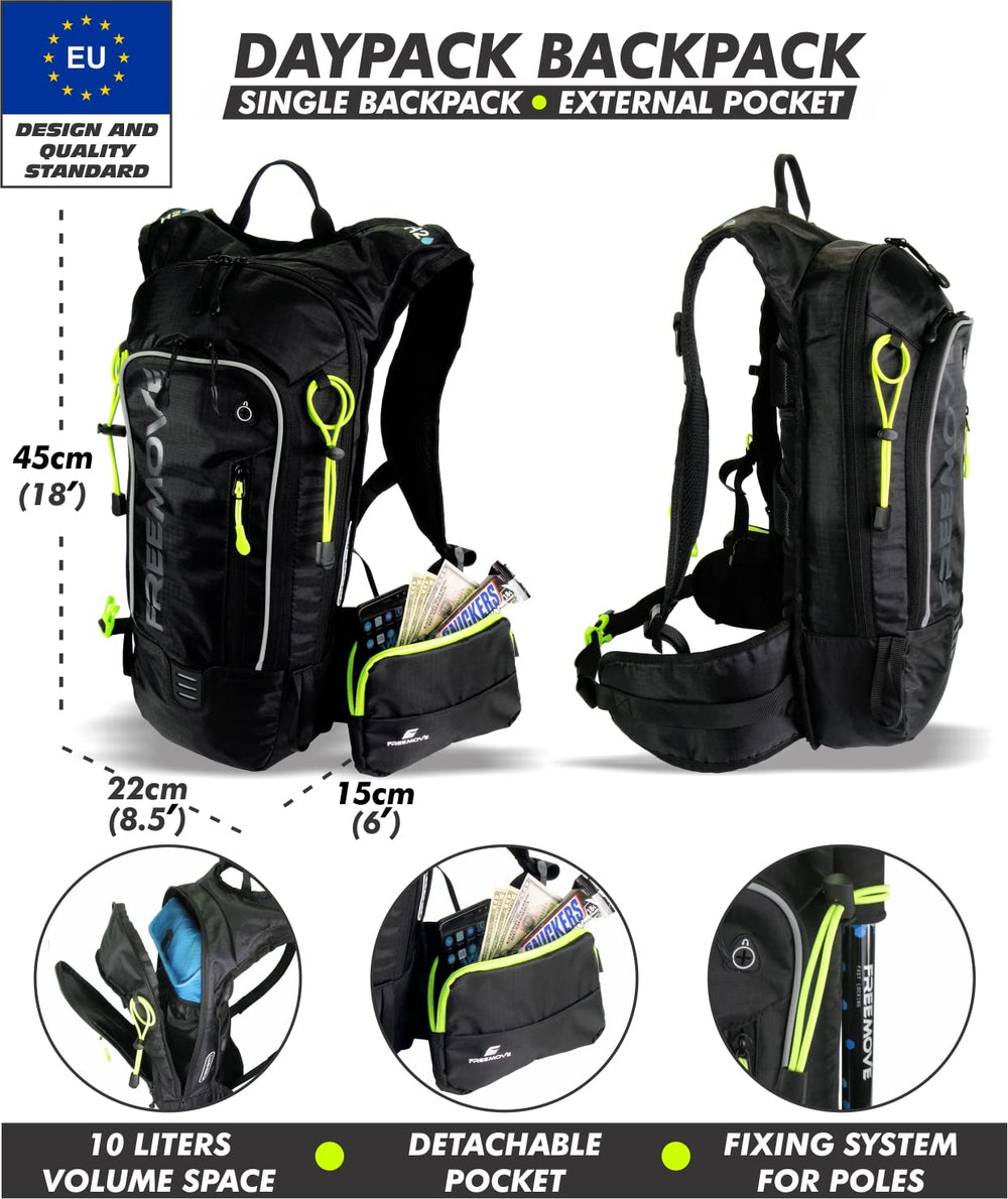 Sports Backpack Daypack - for Men, Women - Suitable as Hydration Camel Backpack for Hiking, Running or Biking Backpack for MTB Cycling - Water Bladder NOT Included