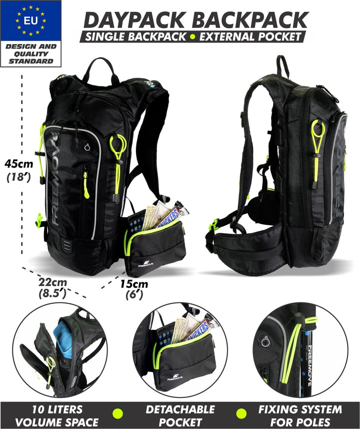 Sports Backpack Daypack - for Men, Women - Suitable as Hydration Camel Backpack for Hiking, Running or Biking Backpack for MTB Cycling - Water Bladder NOT Included