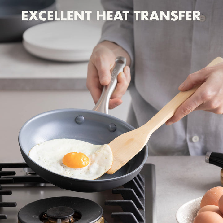 Lima Ceramic Hard Anodized 8 Frying Pan Skillet Nonstick, PFAS/PFOA-Free Nontoxic Pots and Pans, Oven & Broiler Safe, Stainless Steel Handle, Cookware for Eggs & Omelet, Gray