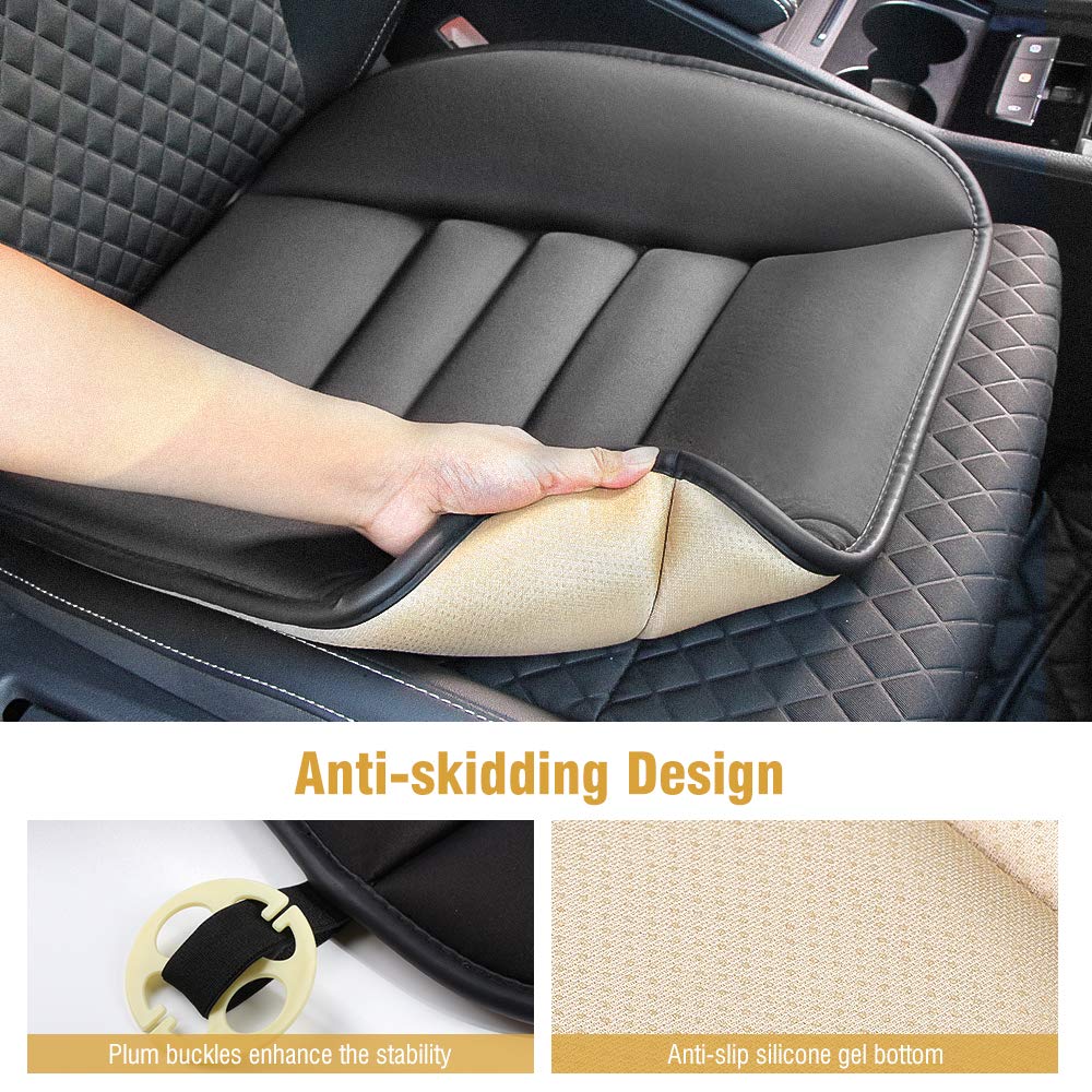 Car Seat Cushion, Memory Foam Seat Cover with Non-Slip Bottom, Universal Fit for Cars, Homes, and Offices - Soft and Comfortable, Black