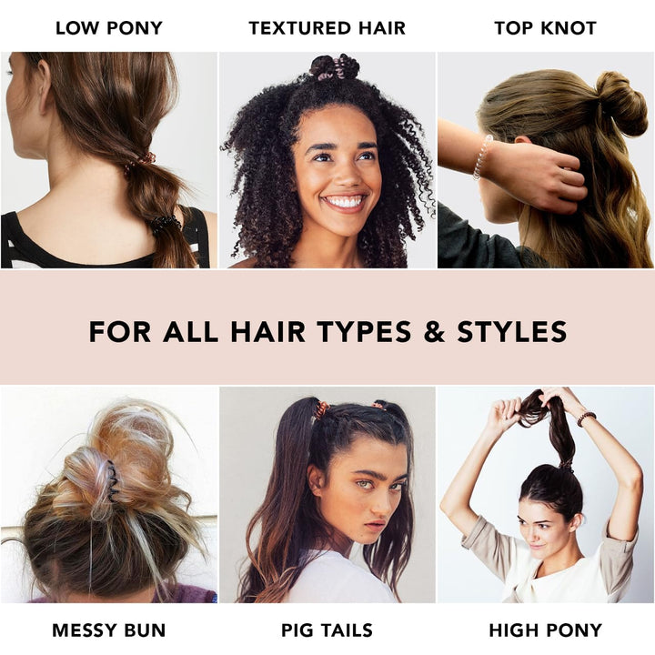 Spiral Hair Ties for Women, Coil Hair Ties for Thick Hair, No Crease Hair Tie, Spiral Hair Ties No Damage, Hair Coils & Phone Cord Hair Ties for Thin Hair, Hair Ties Spiral, 8pcs (Brunette)