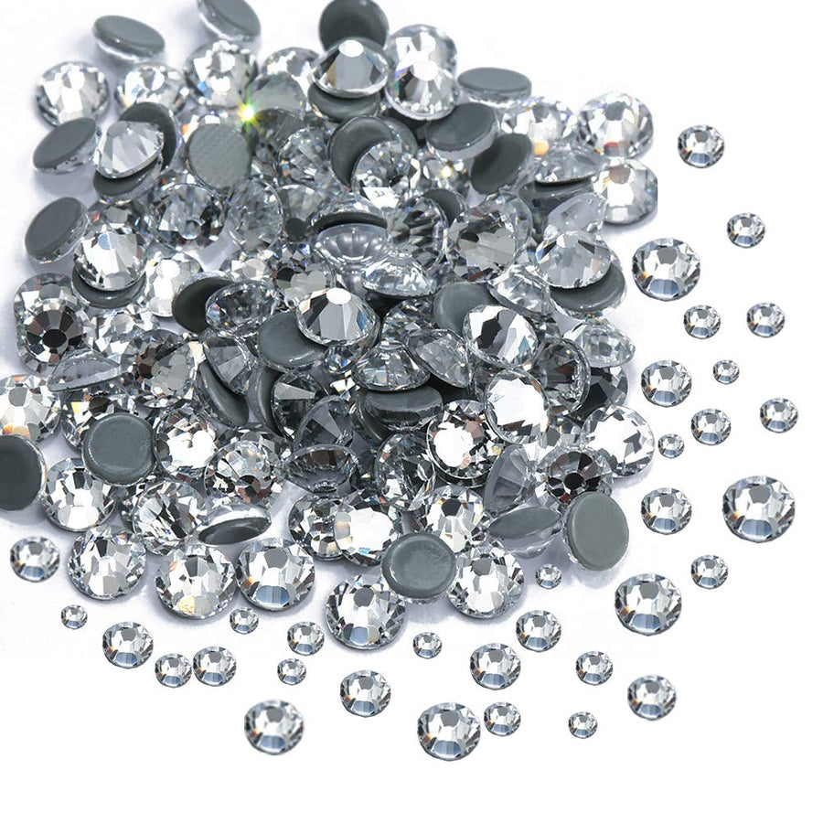 2400 Pieces Mixed Size Crystal Clear Hotfix Rhinestones, Hot Fix Crystals for Crafts Clothing, Flatback Glass Gems for Dance Costumes SS6 SS10 SS16 SS20 SS30