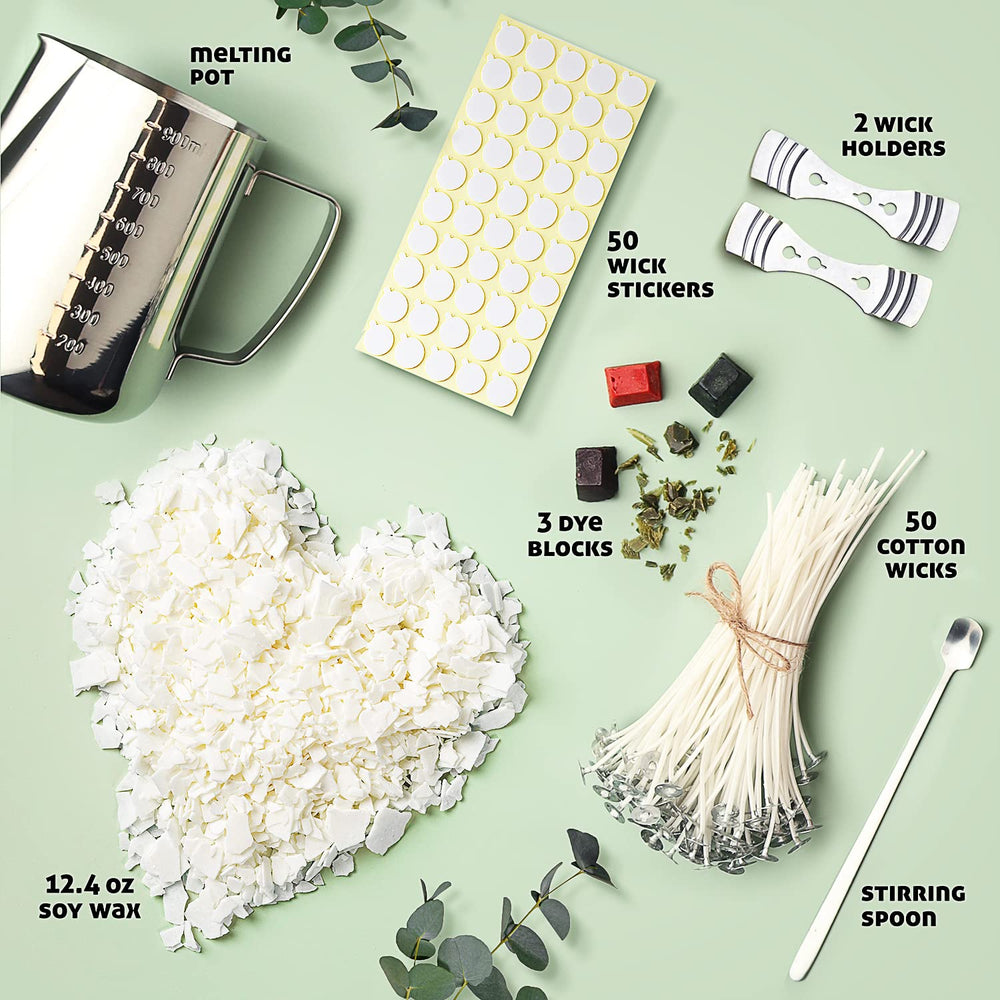 Soy Candle Making Kit for Adults, Candle Making Supplies Kit for Adults & Kids, 12.4Oz Soy Wax for Candle Making, 108 PC DIY Candle Making Kit for Adults Includes Wax Melter, Candle Wicks, Dyes & More