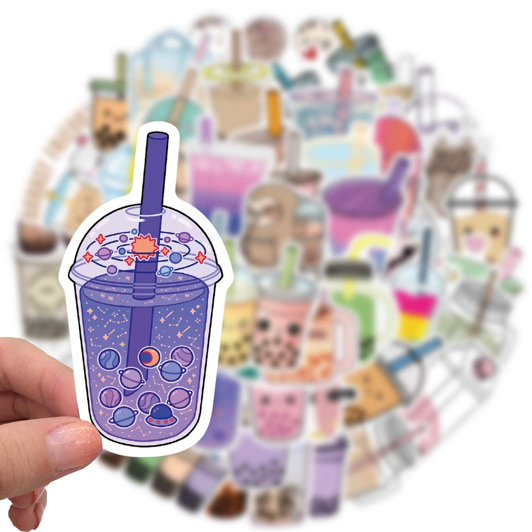 Aesthetic Stickers Black and White Stickers Pack 50PCS, Y2K Aesthetic Stickers for Laptop Decals Milk and Cookies Vinyl Waterproof Retro Vintage Stickers for Adults Teens (Pearl Milk Tea)