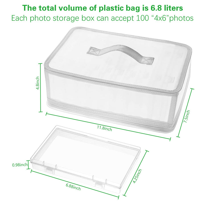 Photo Storage Bag 4x6, 10 Inner Large Photo Storage Box Photo Cases Store up to 1000 Photos, Photo Organizer Cards Craft Keeper with Handle for Photo Puzzles Cards Seed Packets (White)