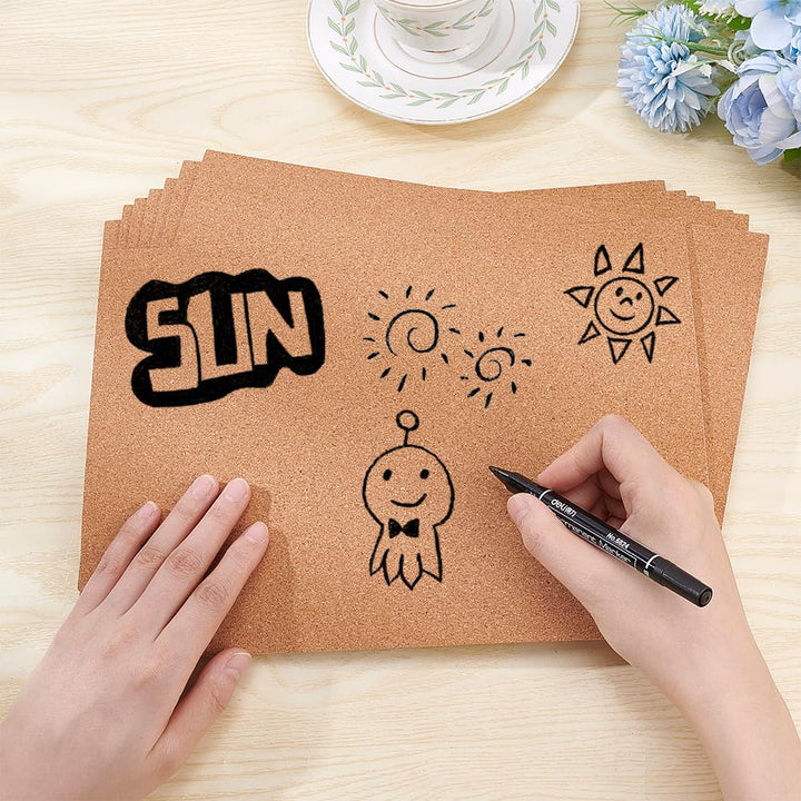 8 Pack 8.3 x 11.8 Self-Adhesive A4 Size Cork Sheets(2mm Thick) Rectangle Insulation Cork Backing Sheets for Coaster, Wall Decoration, Wedding Party DIY Crafts Supplies