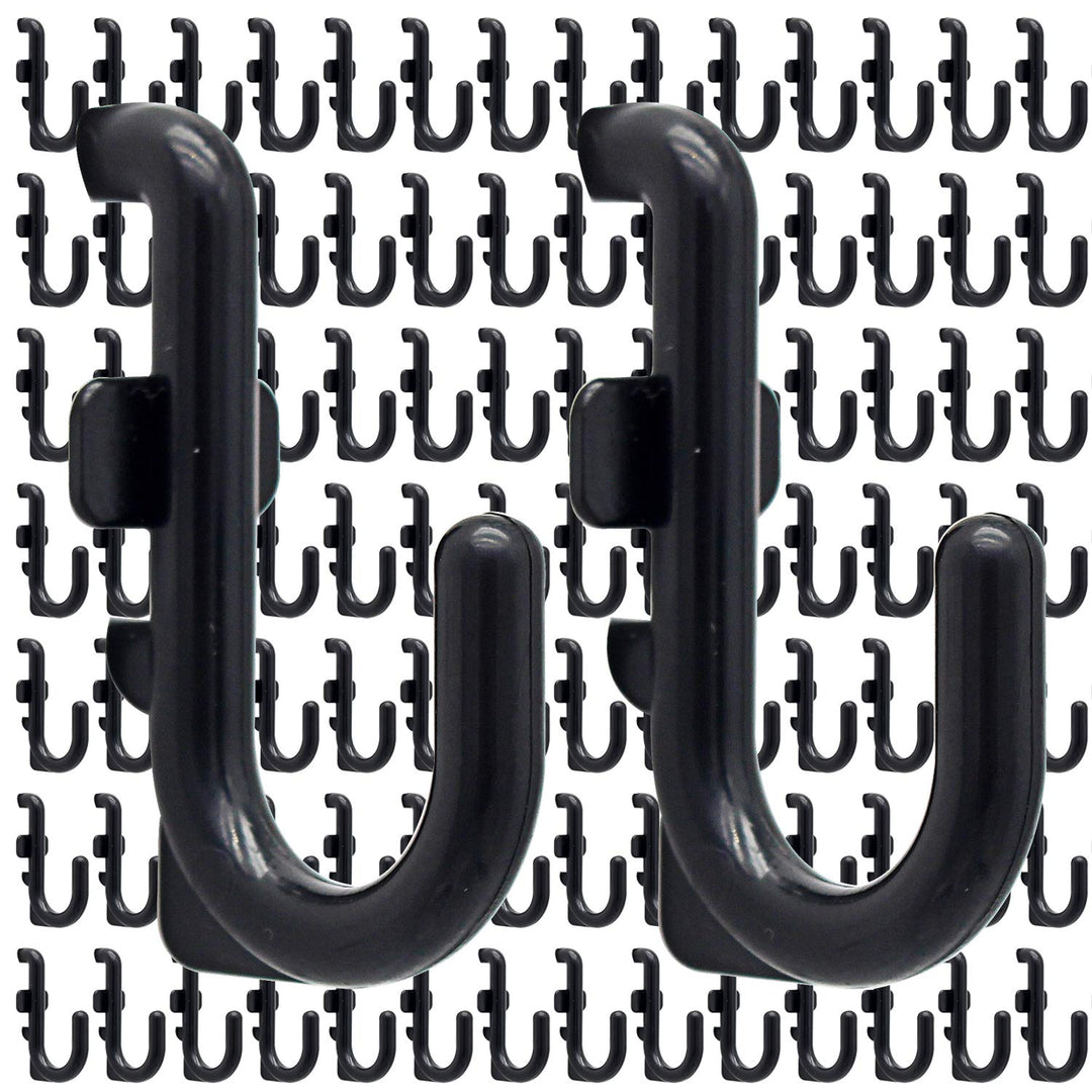 Pegboard Hooks 100-packs J Shape Peg Hooks Black Peg Hook Assortment (100)