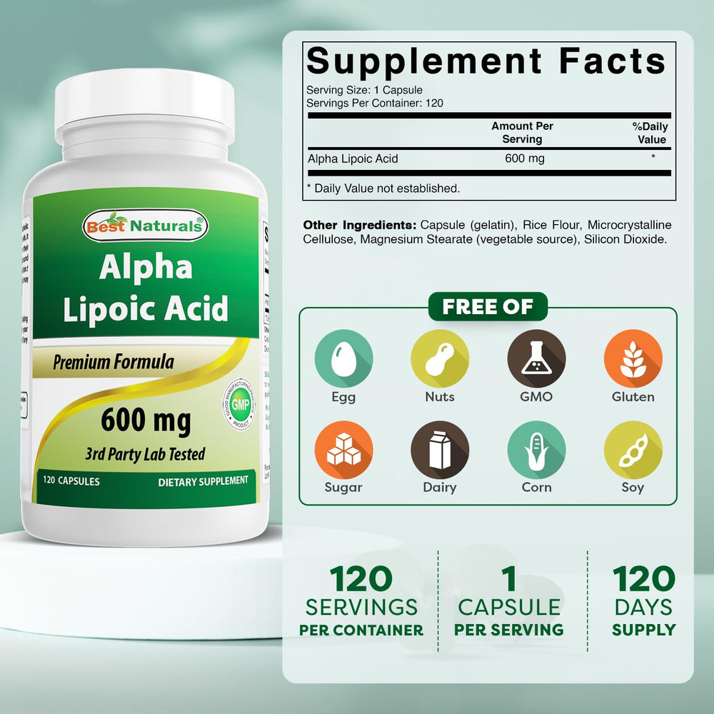 Alpha Liopic Acid 600 mg 120 Count - ALA Alpha Lipoic Acid Powerful Antioxidant