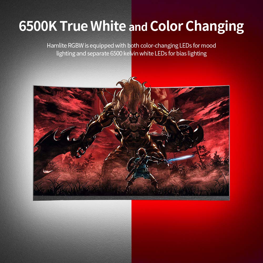 TV Bias Lighting 6500K True White for 70 72 75 80 82 85 Inch TV, 18Ft USB TV LED Backlight with RF Remote Cover 4 Sides Behind TV Background Room Decor Gaming Light for Men Ambient Mood Light