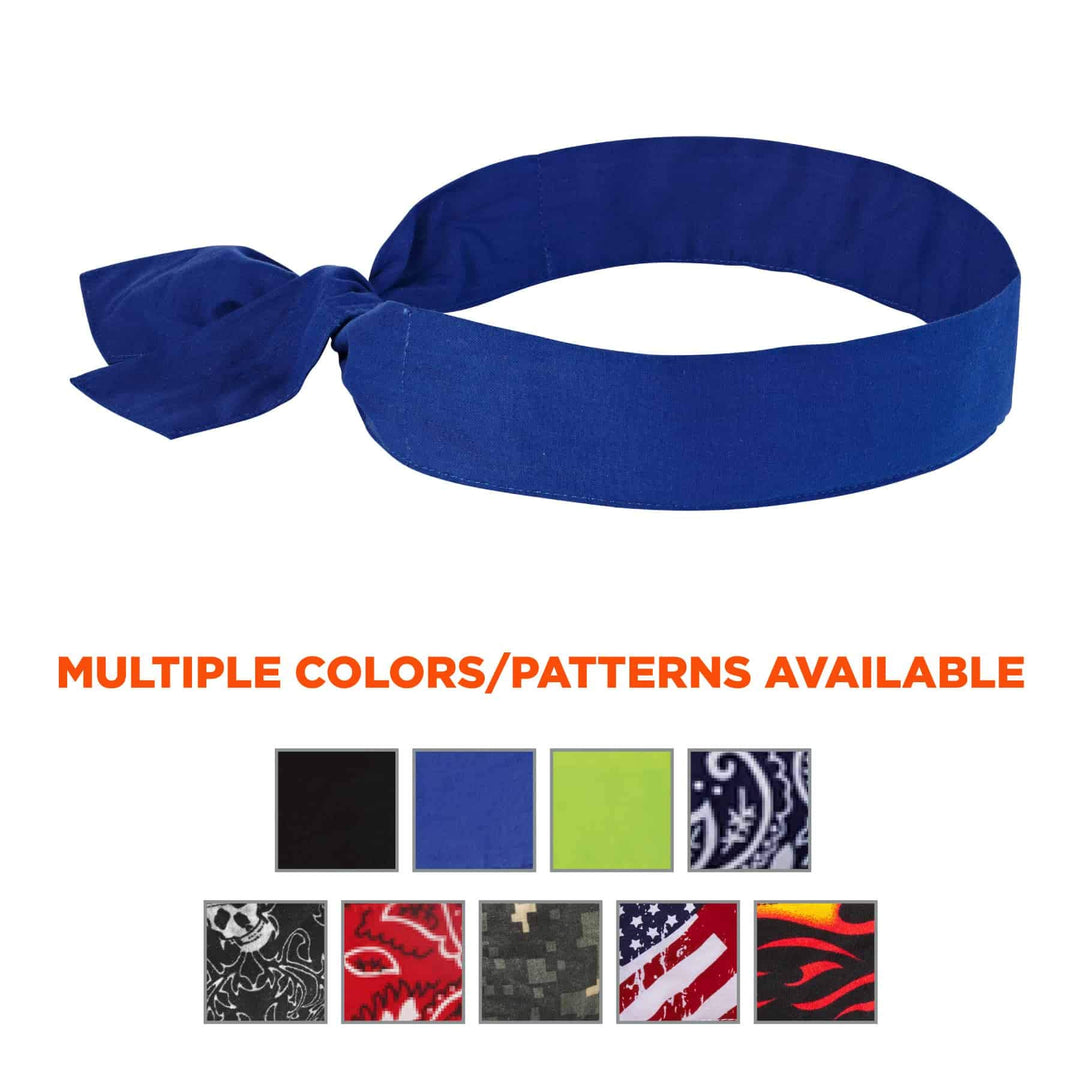 Chill Its 6700 Cooling Bandana, Evaporative Polymer Crystals for Cooling Relief, Tie for Adjustable Fit, Blue