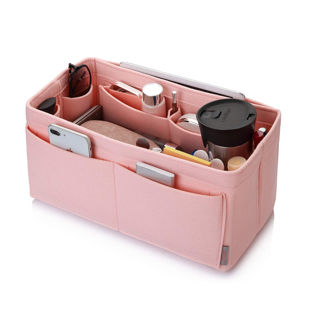 Felt Purse Organizer, Multi Pocket Bag in Bag Organizer For Tote & Handbag Shaper, Speedy 30, Speedy 35 and Speedy 40 (X-large, Brush Pink)