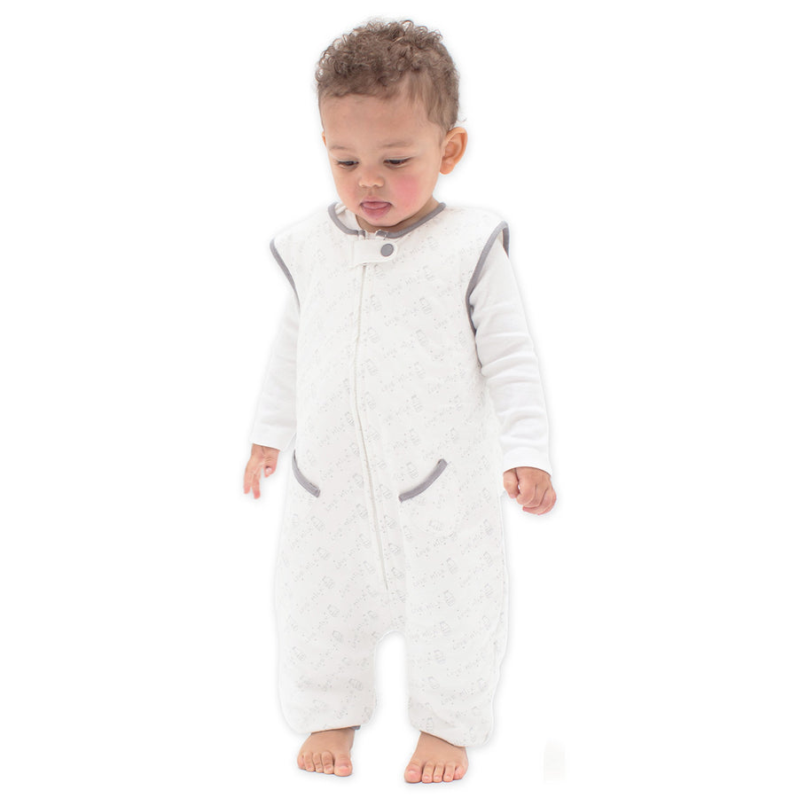 Dreamsuit: Toddler Sleep Sack with Feet 12-18 Months, 18-24 Months - 1.2 TOG All Season Baby Wearable Blanket for Walkers - Rayon Made from Bamboo, Organic Cotton Sleep Bag - Love Milk