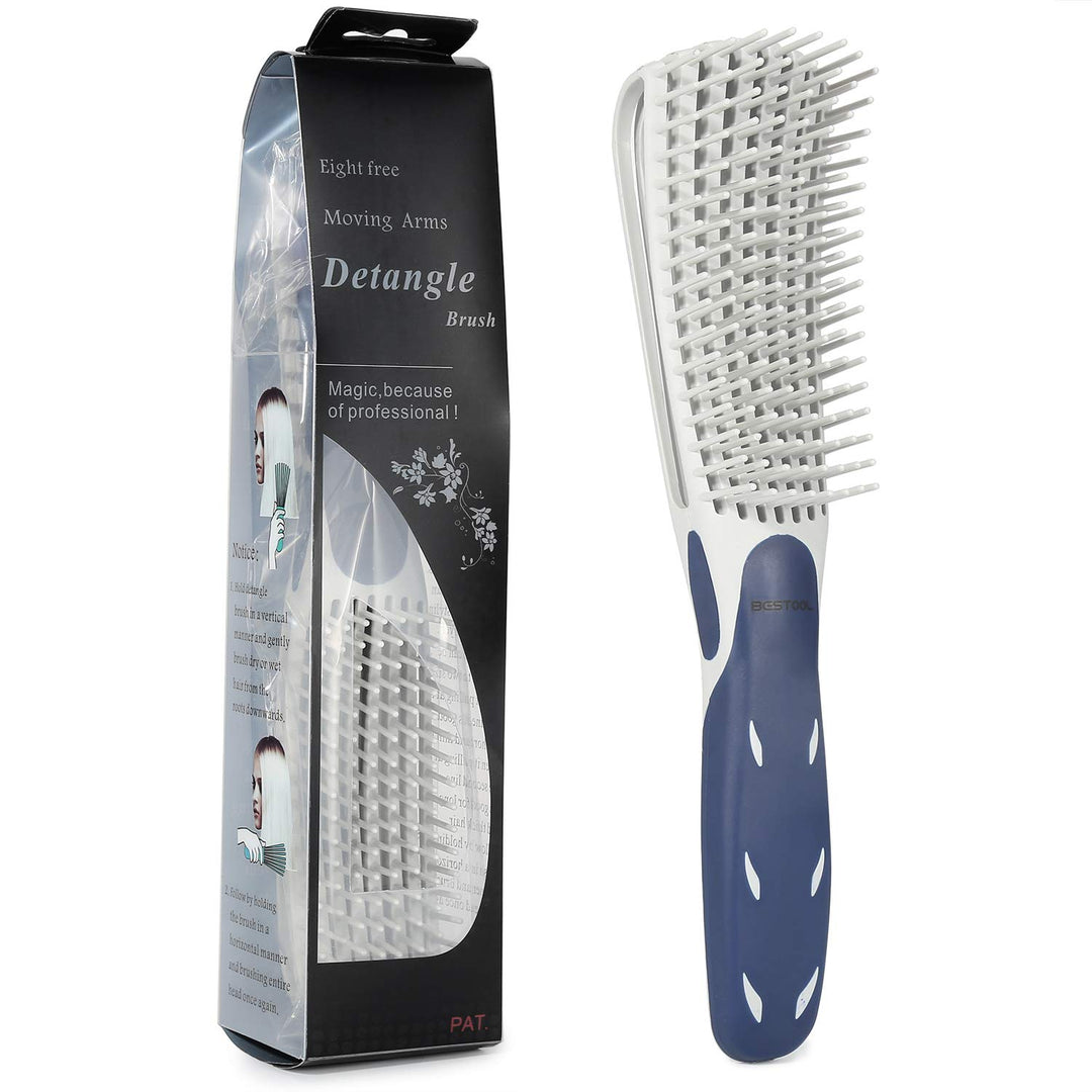 Detangling Brush for Curly and Natural Black Hair, Afro 3/4abc Texture, Faster and Easier Detangling of Wet or Dry Hair with No Pain (Blue)