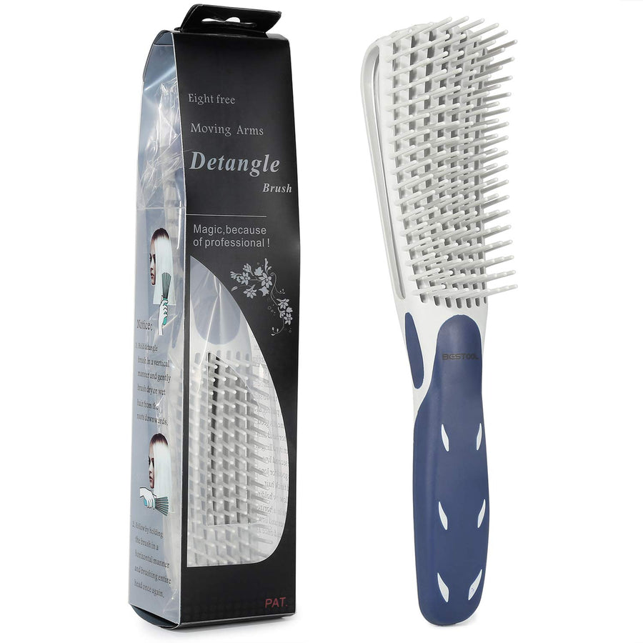 Detangling Brush for Curly and Natural Black Hair, Afro 3/4abc Texture, Faster and Easier Detangling of Wet or Dry Hair with No Pain (Blue)