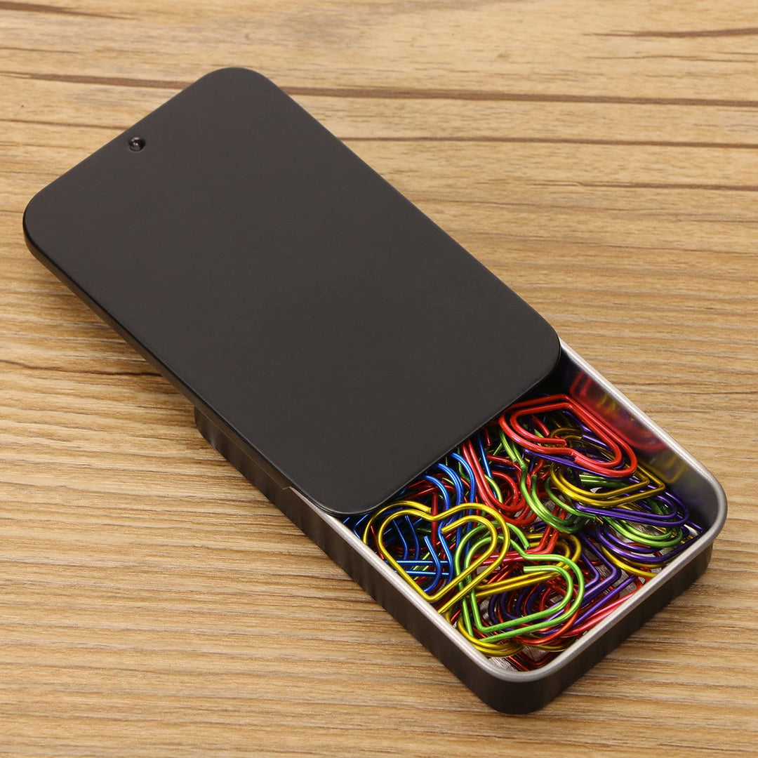 4Pcs 3.15x1.97x0.59Mini Metal Slide Top Tin Containers, Sliding Cover Push-Pull Tin Box,Portable Slide Cover Storage Box for Wedding Jewelry Lip Balm Container Cosmetic Organizer(Black)