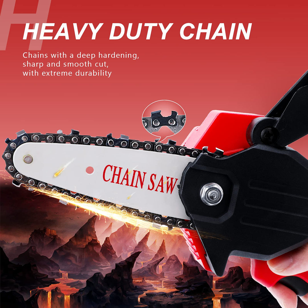 Mini Chainsaw Cordless, 4 Inch Electric Chainsaw for Women with 2pcs 2000mAh Rechargeable Battery 24V Portable Chainsaw Splash Baffle Safety Button, Handheld Chainsaw for Wood Cutting Tree Trimming