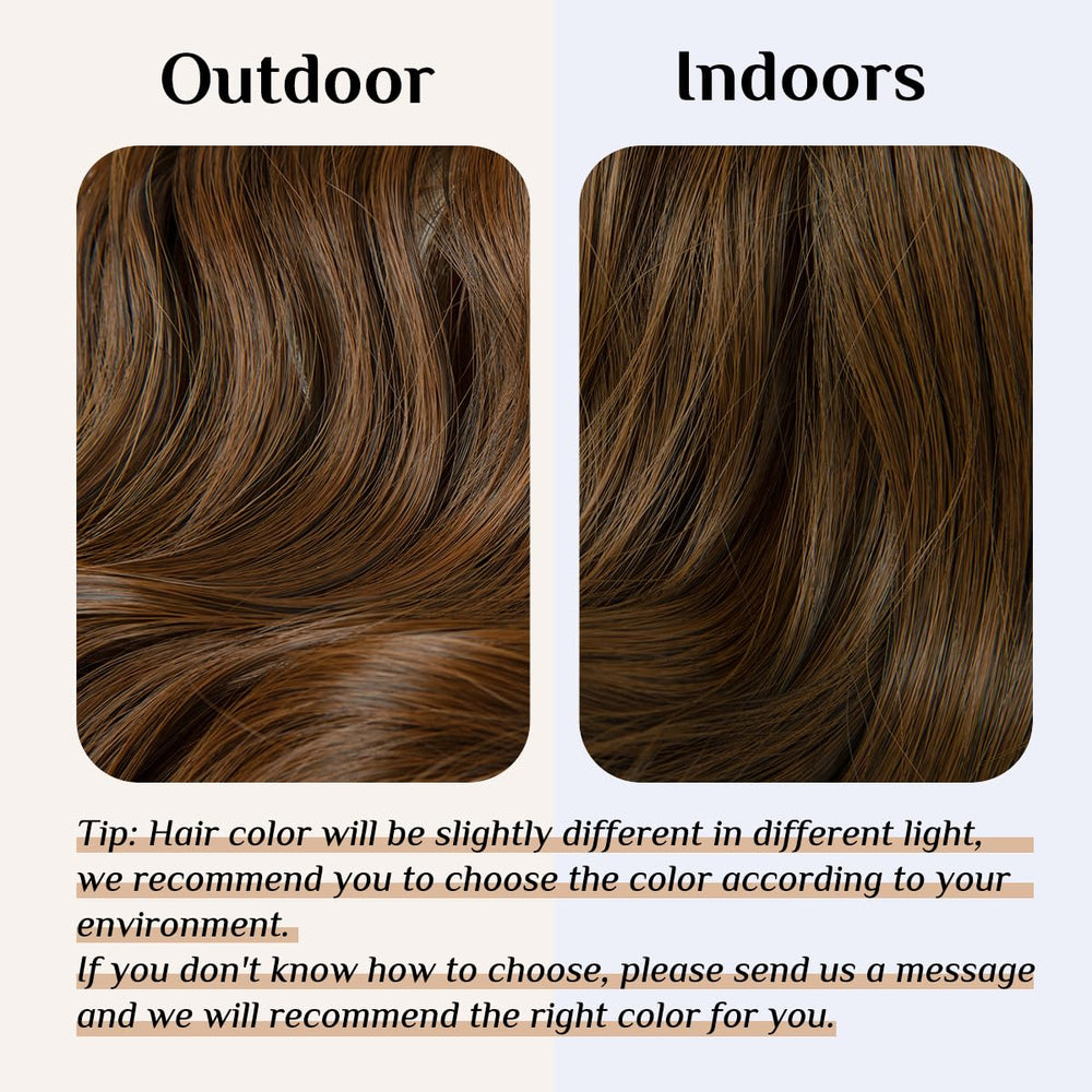Light Brown Hair Extension Halo Hairpiece Long 18 Secret Natural Wavy Synthetic Hair Pieces For Women Flip in Hidden Wire Crown Headband Japan Heat Temperature Fiber No Clip in (M01#4/30)