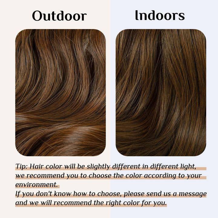 Light Brown Hair Extension Halo Hairpiece Long 18 Secret Natural Wavy Synthetic Hair Pieces For Women Flip in Hidden Wire Crown Headband Japan Heat Temperature Fiber No Clip in (M01#4/30)