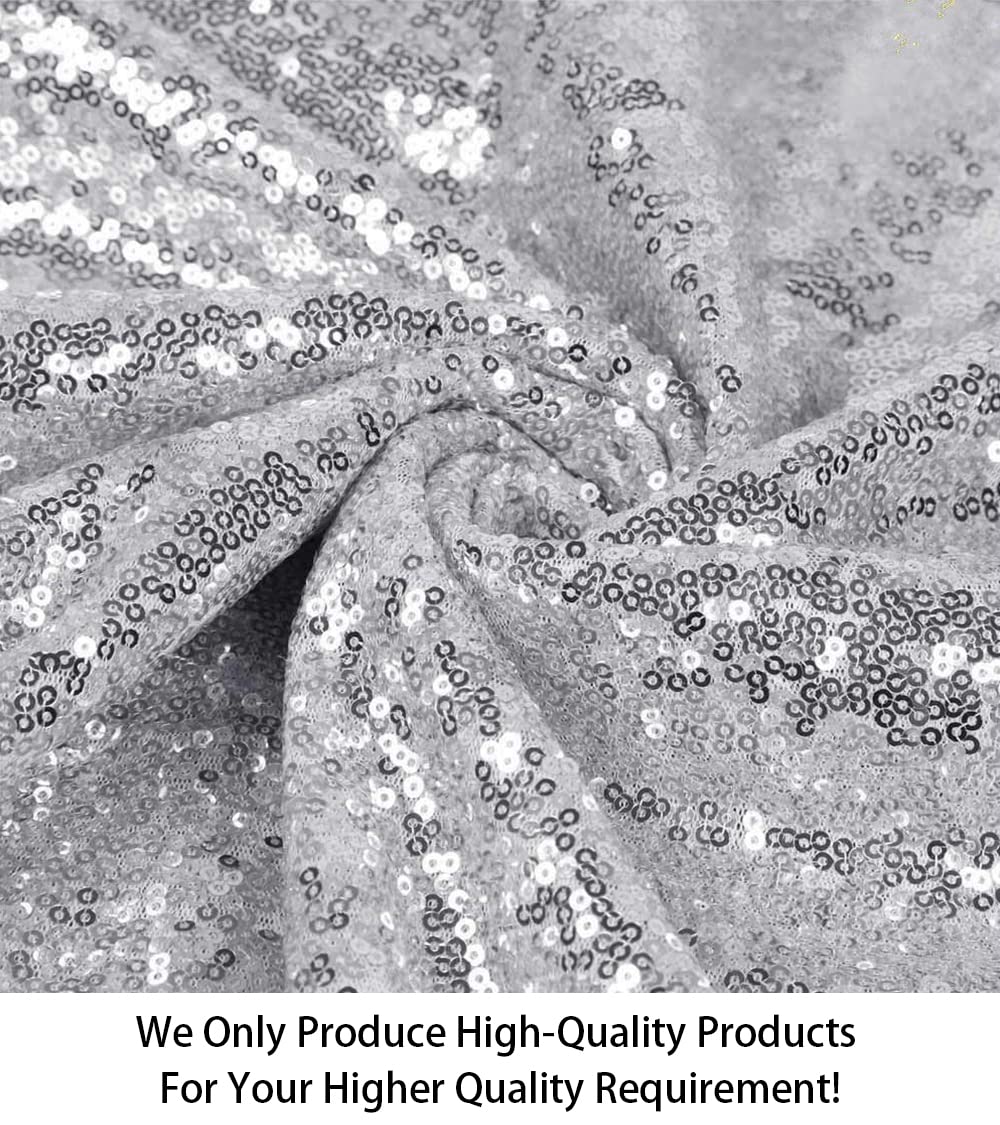 12 Feet 4 Yards Sequin Fabric, by The Yard, Sequin Fabric, Tablecloth, Linen, Sequin Tablecloth, Table Runner (Silver)